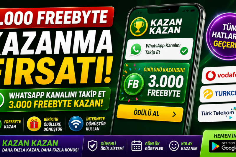 3.000 FreeByte Kazanma Fırsatı! WhatsApp Kanalı ile İnternet Kazanın