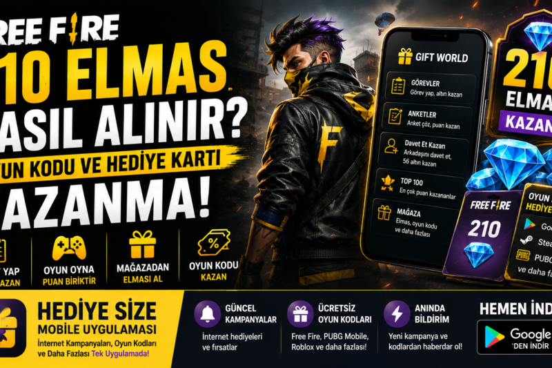 🔥 Free Fire 210 Elmas Nasıl Alınır? Oyun Kodu ve Hediye Kartı Kazanma!