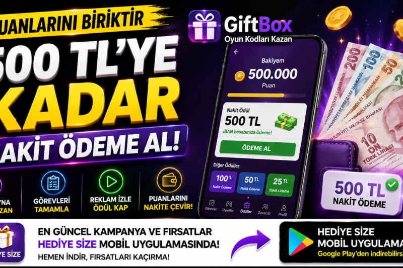 💰 500 TL Ödeme Alınabilen Uygulama! Puanlarını Nakit Ödüle Dönüştür