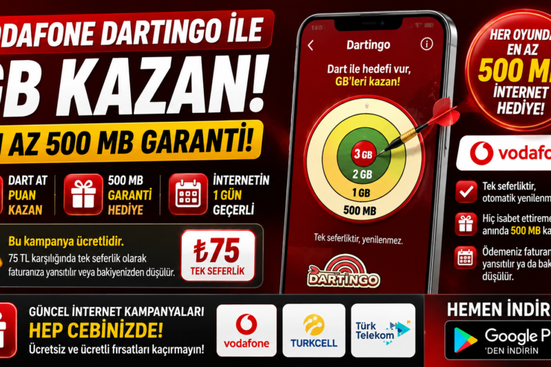 Vodafone Dartingo ile GB Kazanma Fırsatı! 500 MB Garantili Oyun Hizmeti