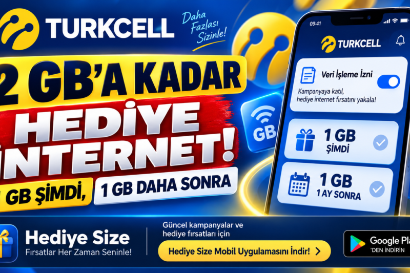 Turkcell’den 2 GB’a Kadar Hediye İnternet Fırsatı! Veri İşleme İzni Kampanyası