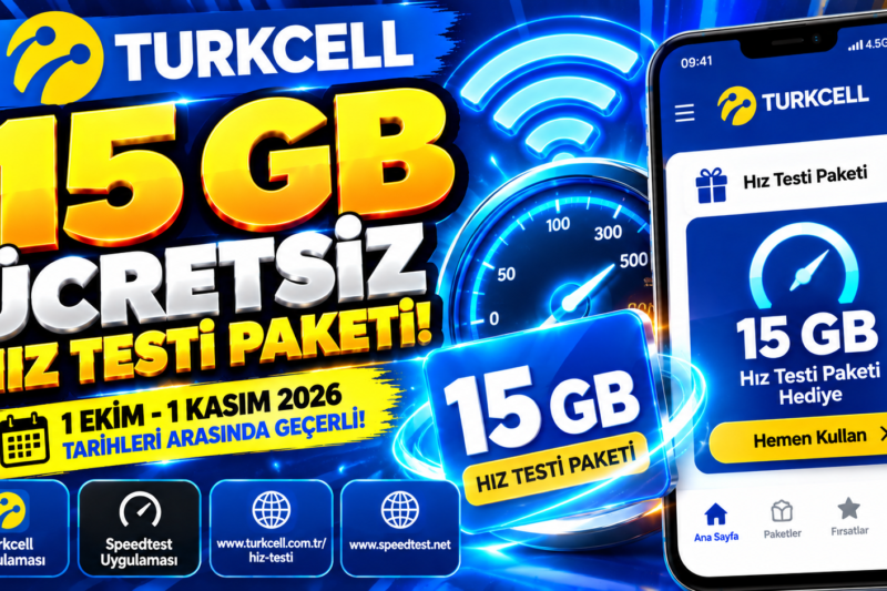 Turkcell’den 15 GB Ücretsiz İnternet! Hız Testi Fırsatı