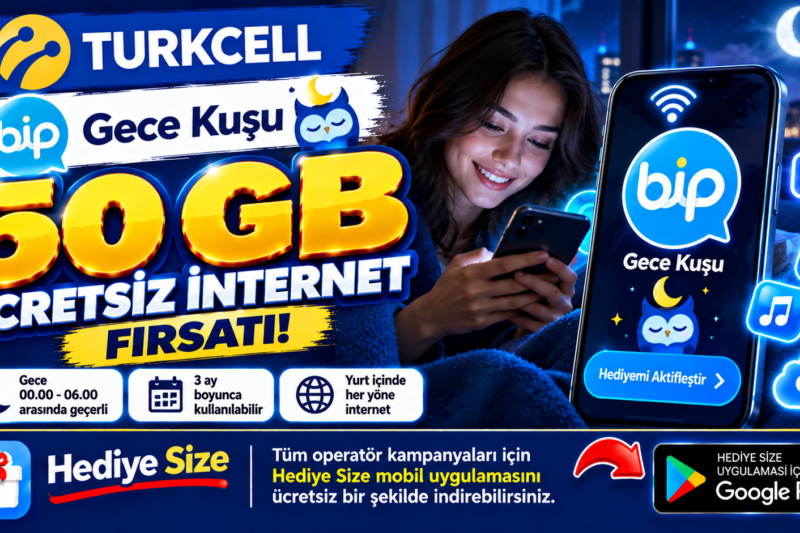 Turkcell’den 50 GB Ücretsiz İnternet Kampanyası! Gece Kuşu Fırsatı